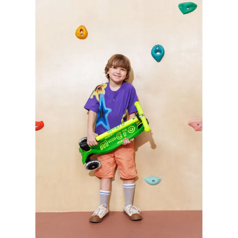 Micro Scooter, Maxi Deluxe LED - Neon Parrot Green