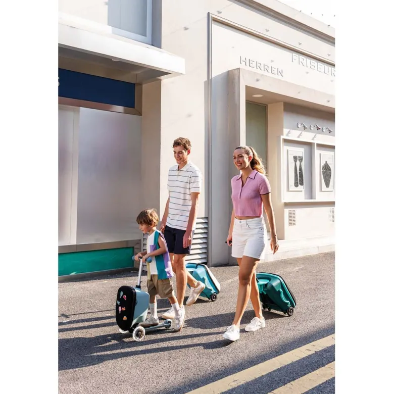 Micro Suitcase and Scooter in One - Junior Patch & Play - Frosty Blue