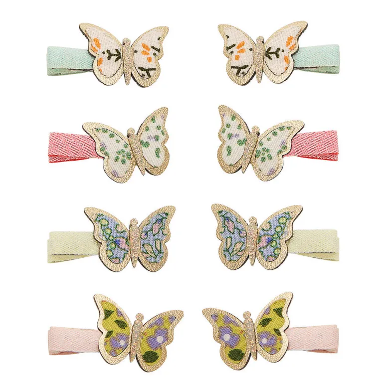 Mimi & Lula 8 Hair Clips, Mini Floral Butterfly Spring on the Farm