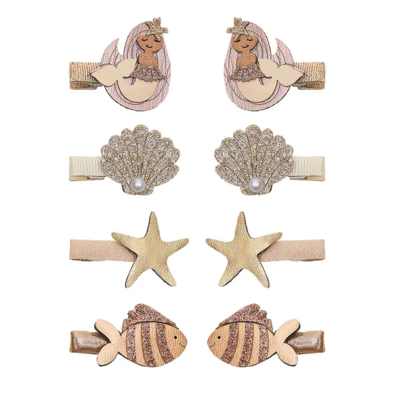 Mimi & Lula 8 Hair Clips, Mini Mermaid Ocean Pearl