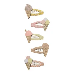 Mimi & Lula 5 Hair Clips, Mini Ice Cream Peaches and Cream