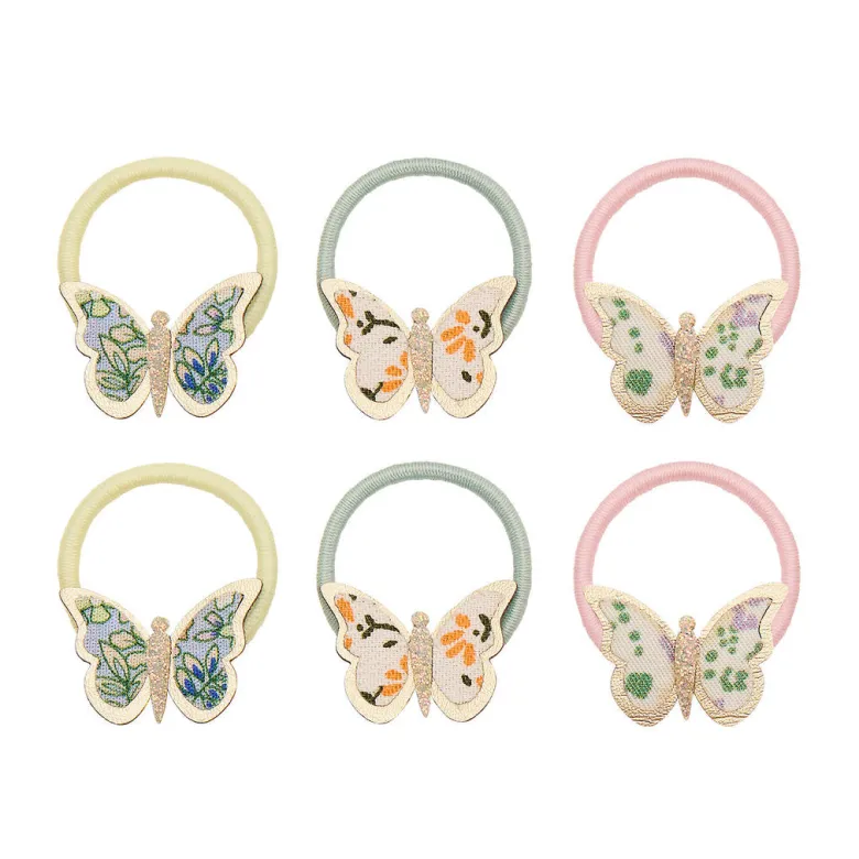 Mimi & Lula 6 Hair Elastics, Mini Floral Butterfly Spring on the Farm