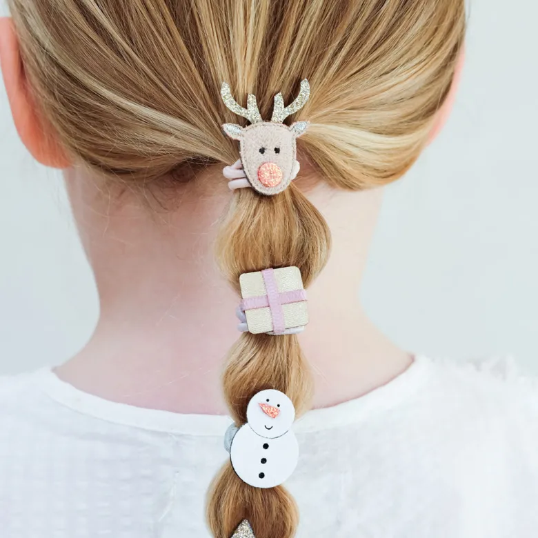Mimi & Lula Hair Accessories, 6 Hair Elastics - Reindeer Christmas