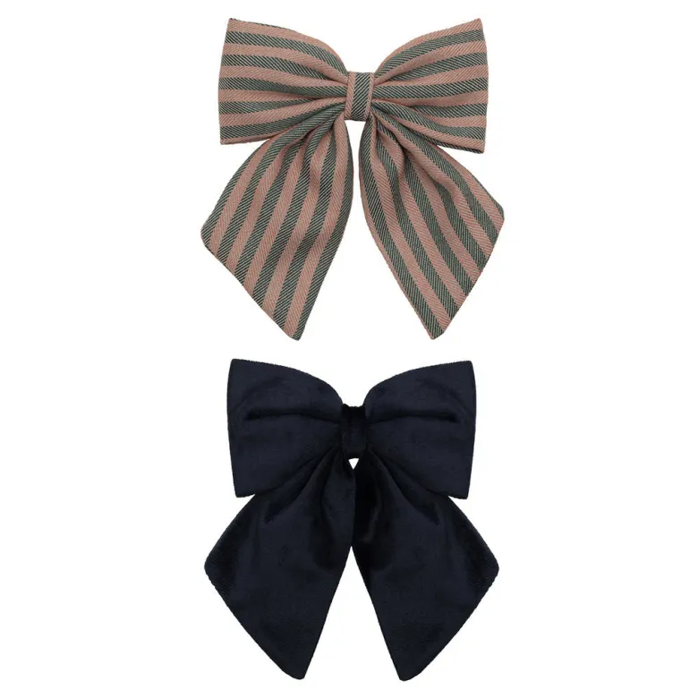 Mimi & Lula Hair Accessories, 2 Hair Bows - Stripe Agnes Pony Pals