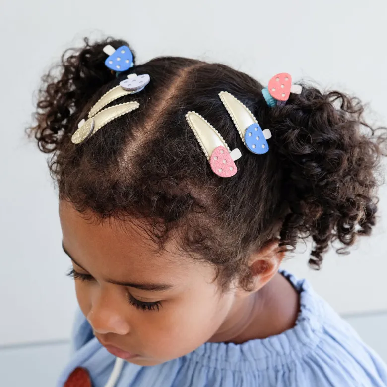 Mimi & Lula Hair Accessories, 5 Hair Clips - Mini Toadstool Mushroom Village