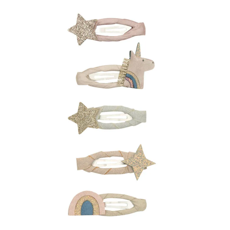 Mimi & Lula Hair Accessories, 5 Hair Clips - Mini Unicorn Celeste