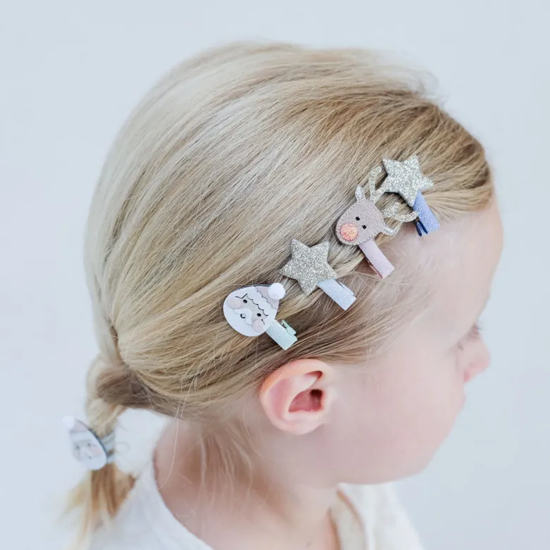 Mimi & Lula Hair Clips, Set of 8 - Mini Santa Christmas