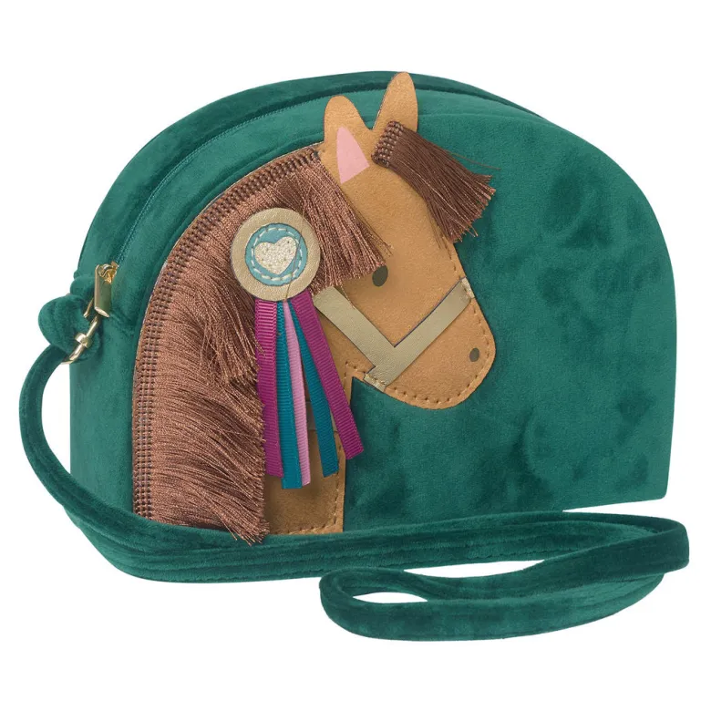 Mimi & Lula Shoulder Bag, Green Velvet Pony Pals