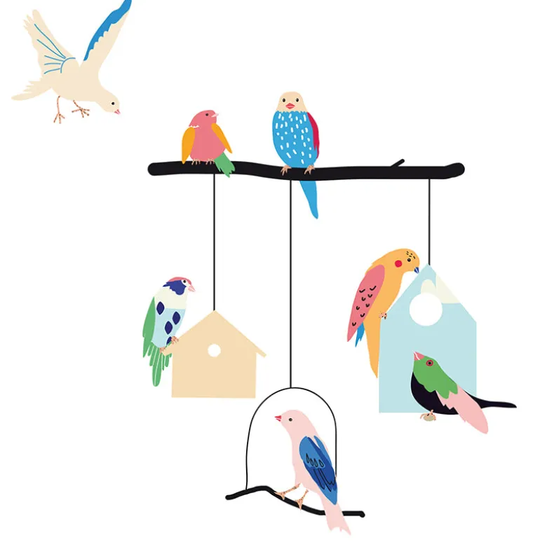 Mimi lou Wall Sticker, Birds and Houses