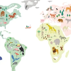 Mimi Lou Wall Sticker, Giant World Map