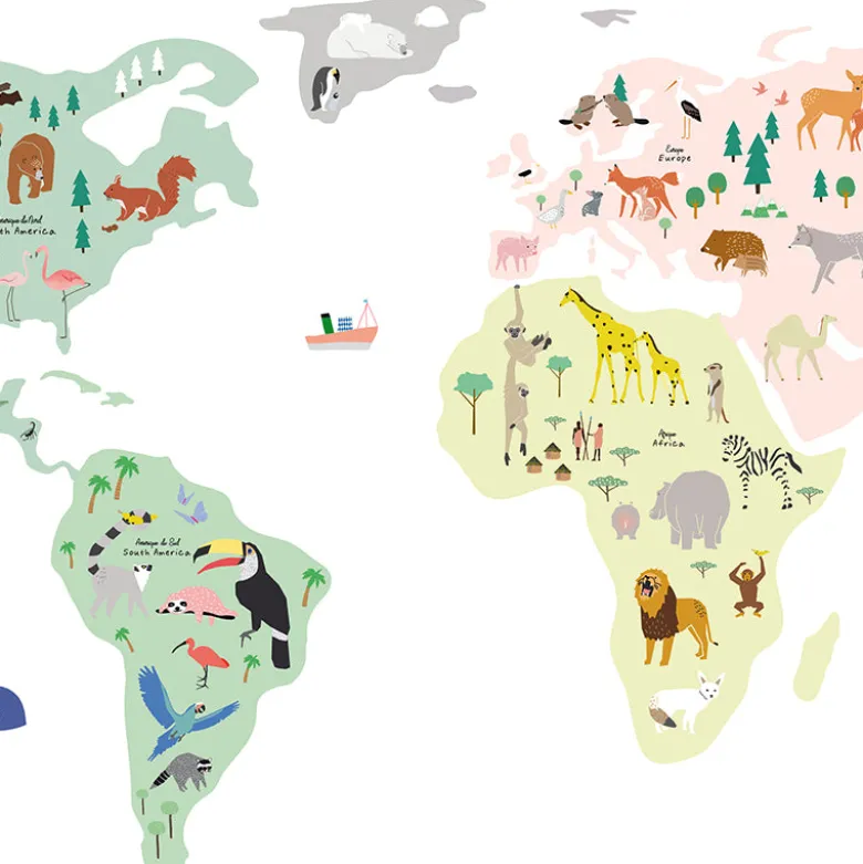 Mimi Lou Wall Sticker, Giant World Map