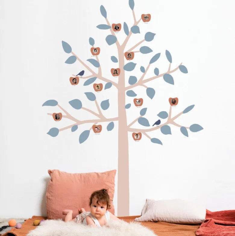 Mimi Lou Wall Sticker, Giant Family Tree - Baby Blue
