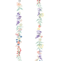 Mimi Lou Wall Sticker, Growth Chart with Milestone Markers - Spring Flowers with Danish Text