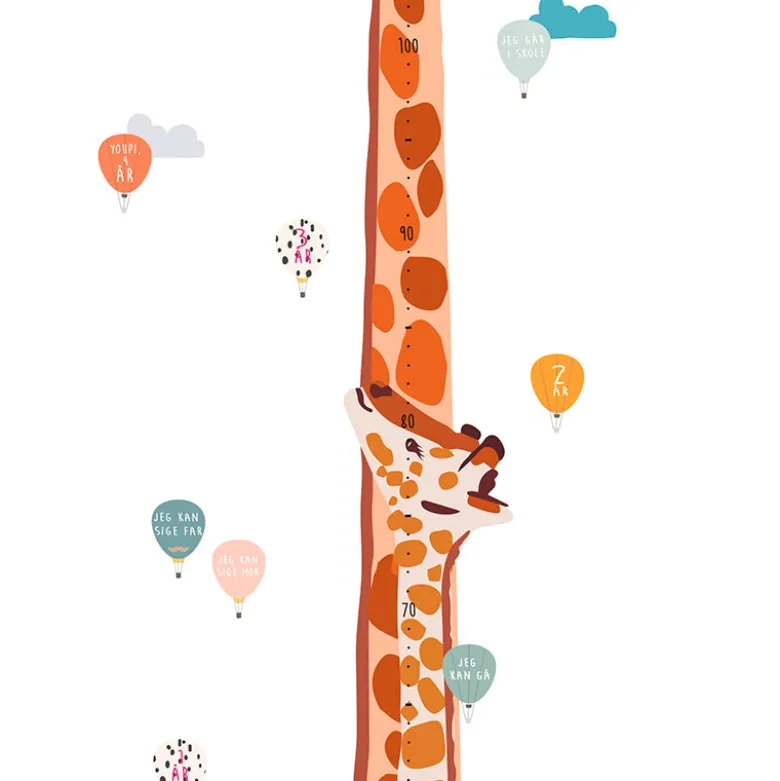 Mimi Lou Wall Sticker, Height Chart - Safari with Danish Text