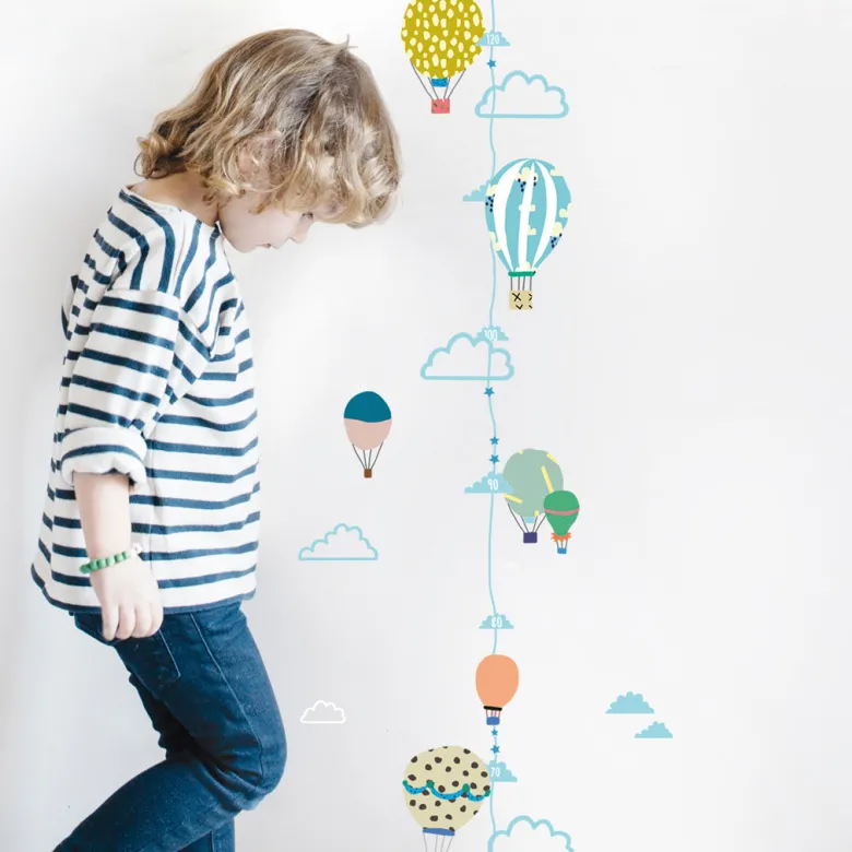 Mimi Lou Wall Sticker, Height Chart - Hot Air Balloons
