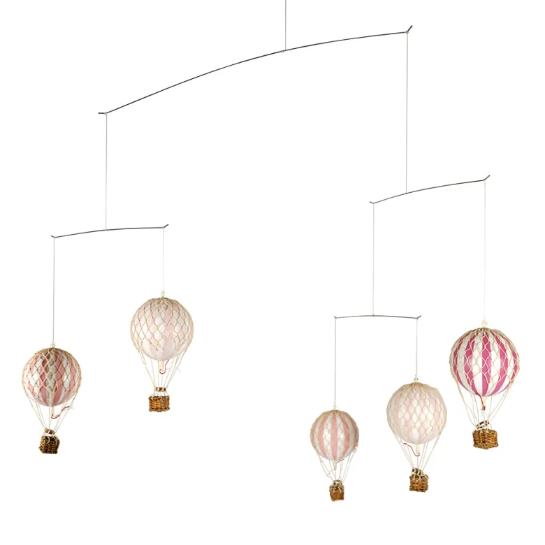 Mobile with Hot Air Balloons in Pink Shades