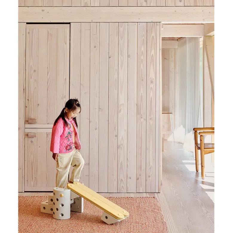 Modu Beams, Wooden Balance Beams, Activity Toy - Sand Grey/ Soft Rose