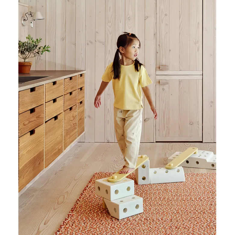 Modu Beams, Wooden Balance Beams, Activity Toy - Sand Grey/ Soft Rose