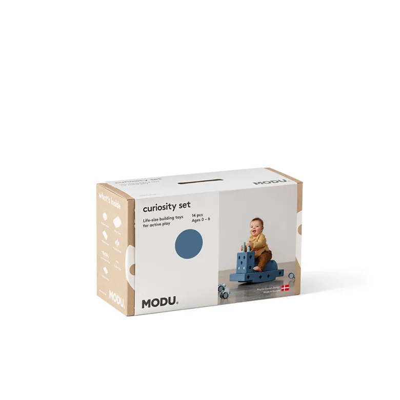Modu Foam Building Toy, Curiosity Set, 14 Pieces - Deep Blue / Sky Blue