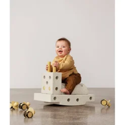 Modu Foam Building Toy, Curiosity Set, 14 Pieces - Sand Grey / Honey Yellow