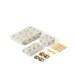 Modu Foam Building Toy, Curiosity Set, 14 Pieces - Sand Grey / Honey Yellow