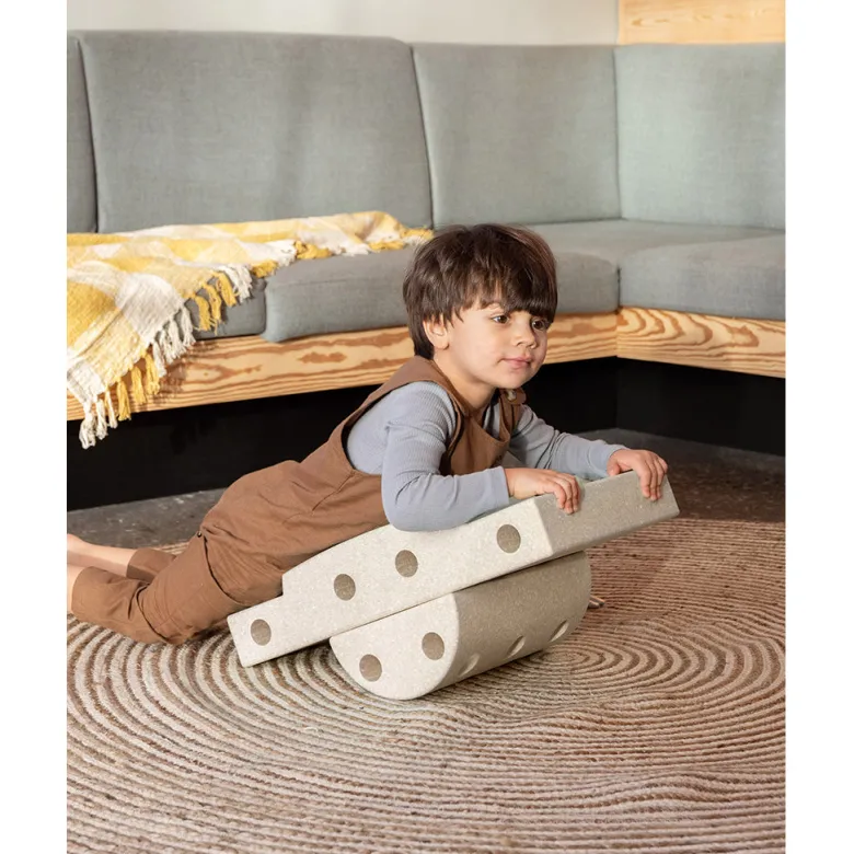 Modu Foam Building Toy, Curiosity Set, 14 Pieces - Sand Grey / Honey Yellow