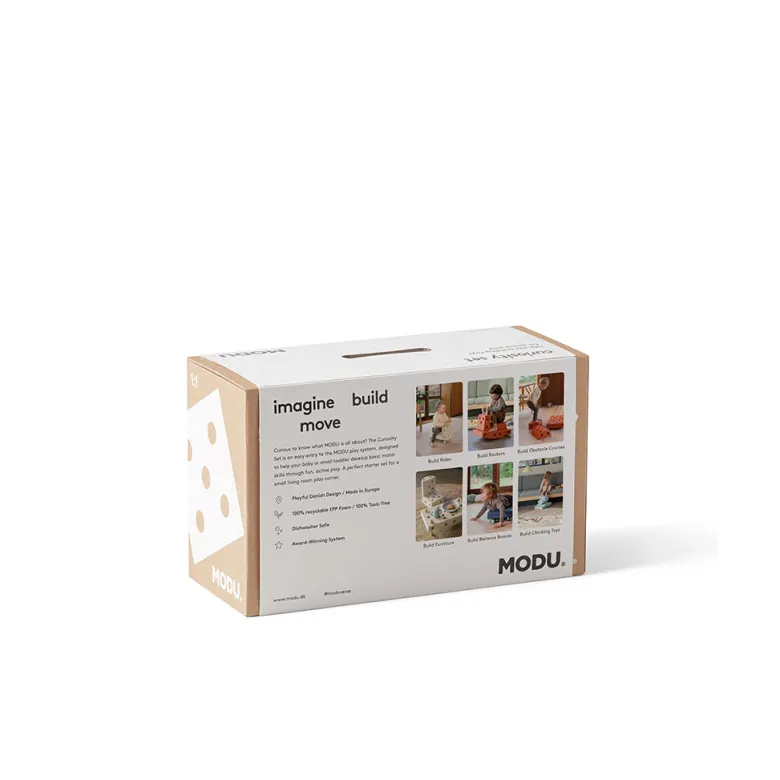 Modu Foam Building Toy, Curiosity Set, 14 Pieces - Sand Grey / Honey Yellow