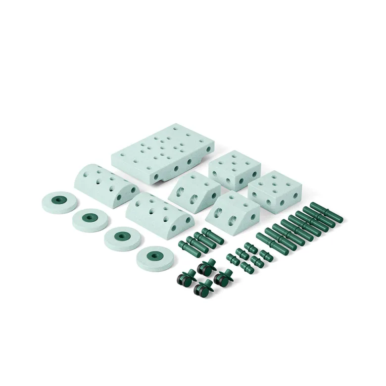 Modu Foam Building Toy, Dreamer Set, 34 Pieces - Ocean Mint/Forest Green