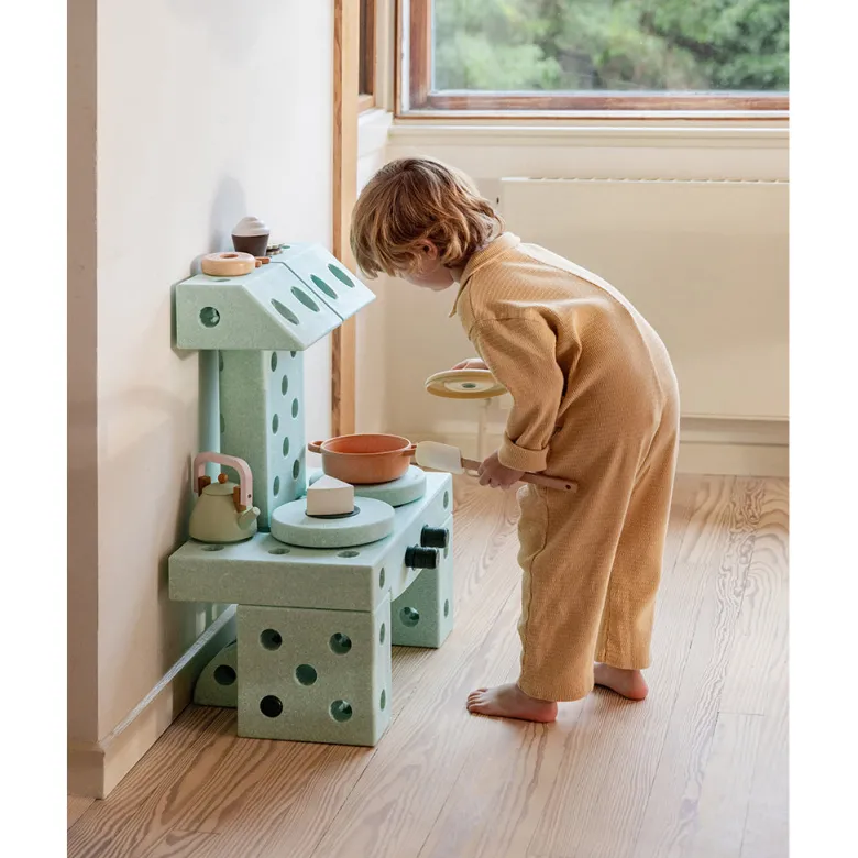 Modu Foam Building Toy, Dreamer Set, 34 Pieces - Ocean Mint/Forest Green