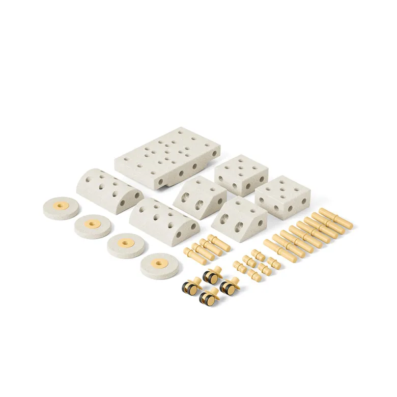 Modu Foam Building Toys, Dreamer Set, 34 Pieces - Sand Grey / Honey Yellow