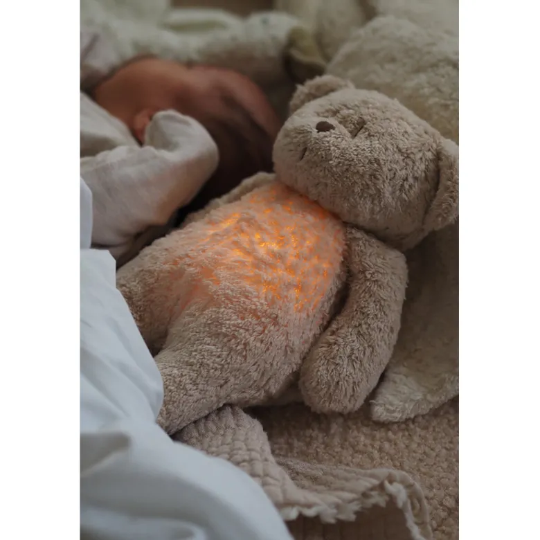 Moonie 2.0, Organic Humming Bear with Pink Noise and Lamp - Cappuccino