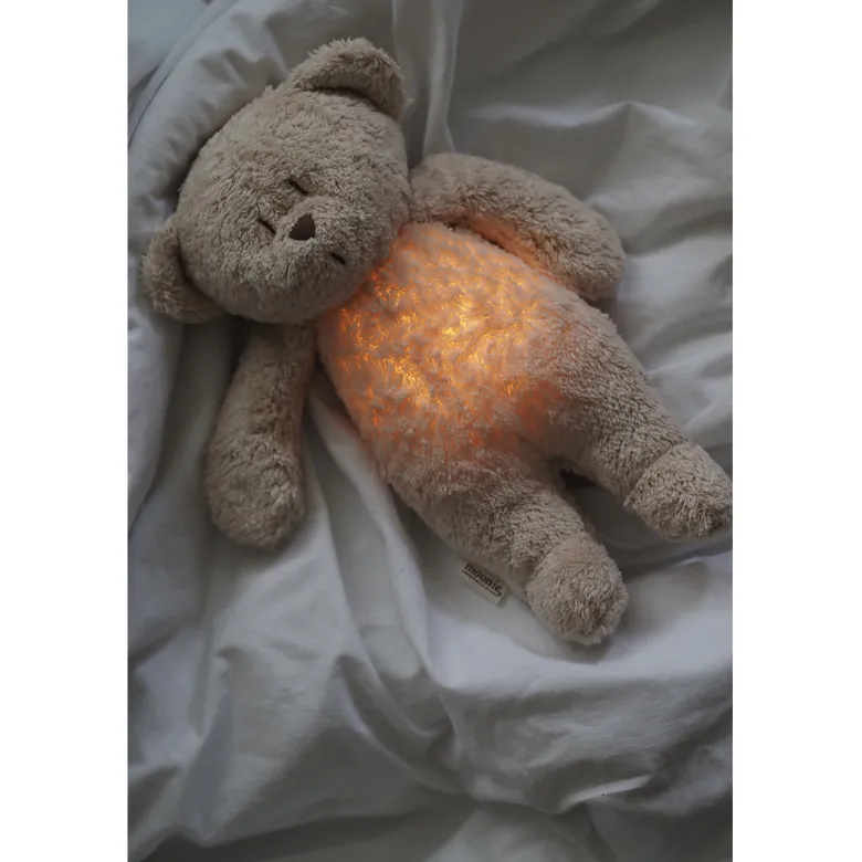 Moonie 2.0, Organic Humming Bear with Pink Noise and Lamp - Cappuccino