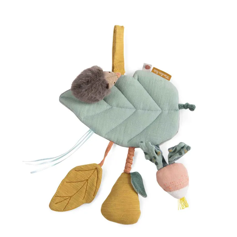 Moulin Roty Activity Rattle, Leaf with Radish and Pear - Trois Petits Lapins