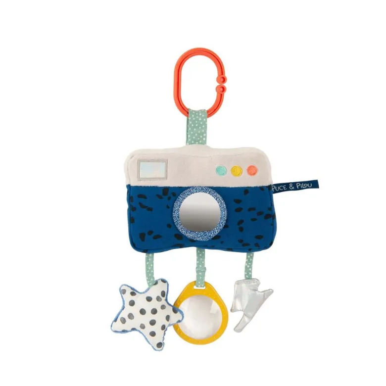Moulin Roty Activity Toy Animal with Hanging Attachment, Camera - Puce & Pilou
