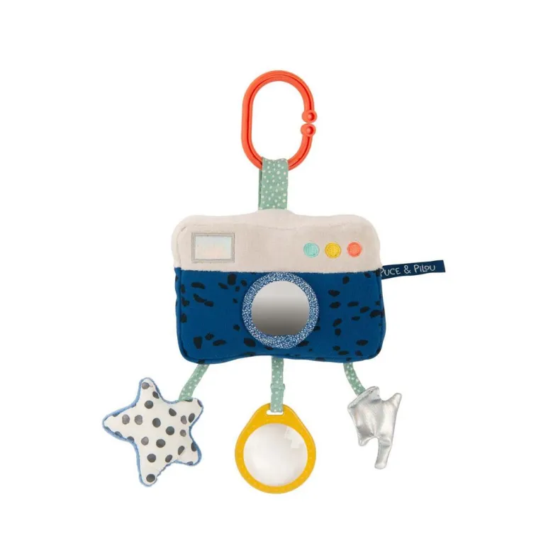 Moulin Roty Activity Toy Animal with Hanging Attachment, Camera - Puce & Pilou