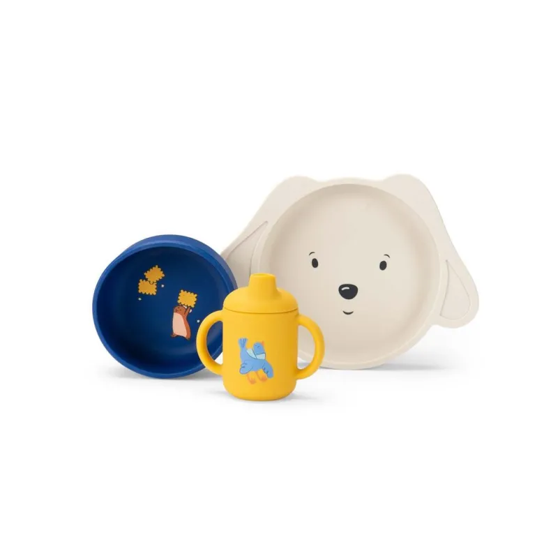 Moulin Roty Children's Tableware, My First Dining Set - Puce & Pilou