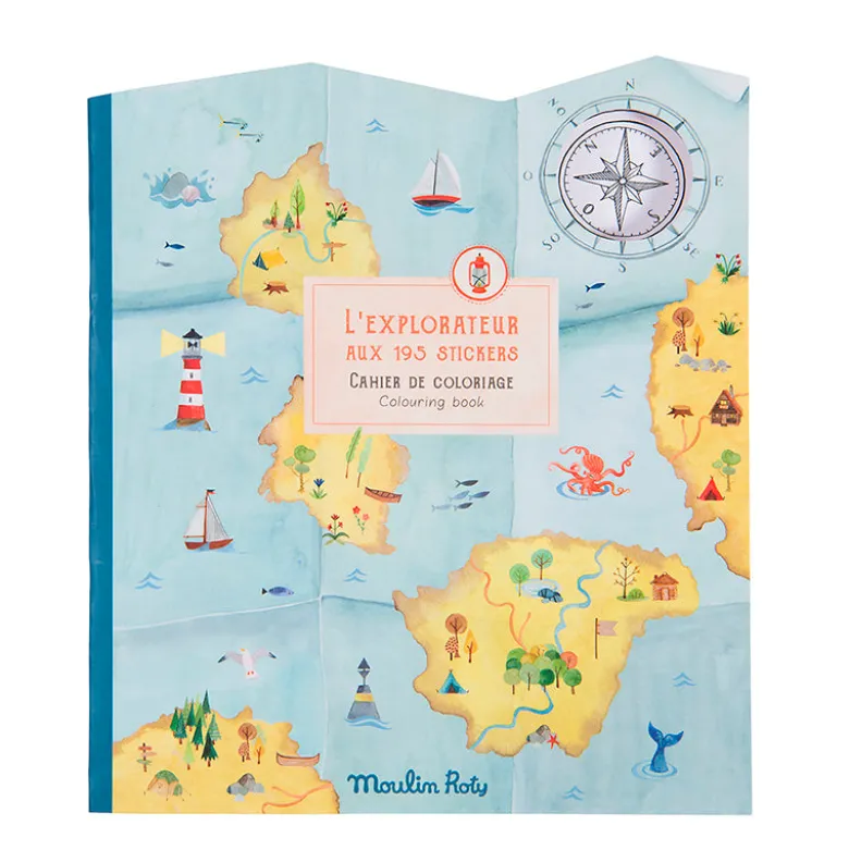 Moulin Roty Coloring and Sticker Book, Discover the World