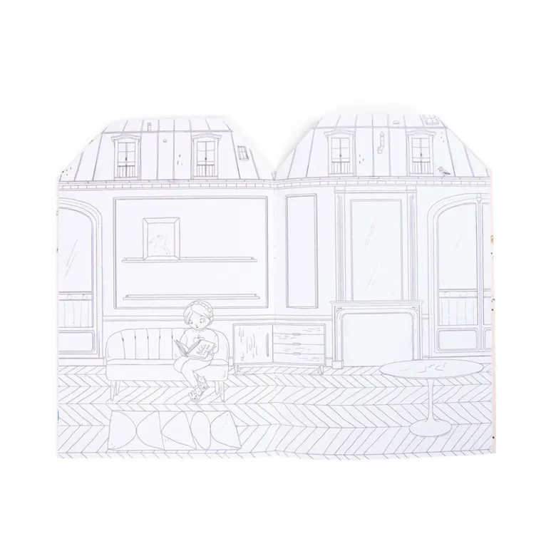 Moulin Roty, Coloring Book with 145 Stickers - Les Parisiennes