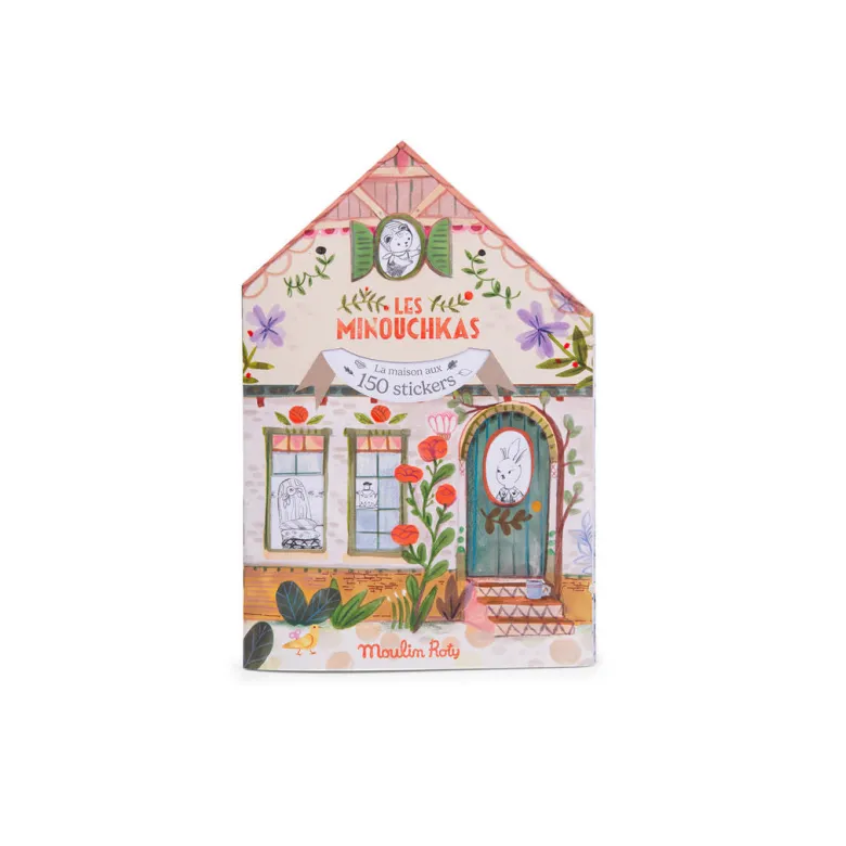 Moulin Roty Coloring Book with 150 Stickers, Les Minouchkas