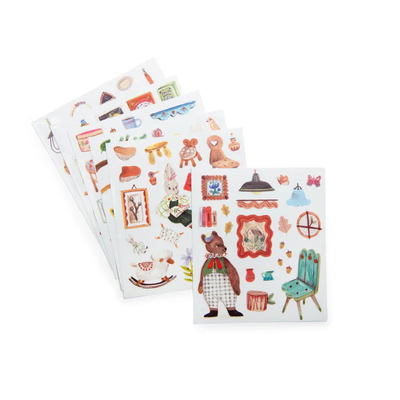 Moulin Roty Coloring Book with 150 Stickers, Les Minouchkas