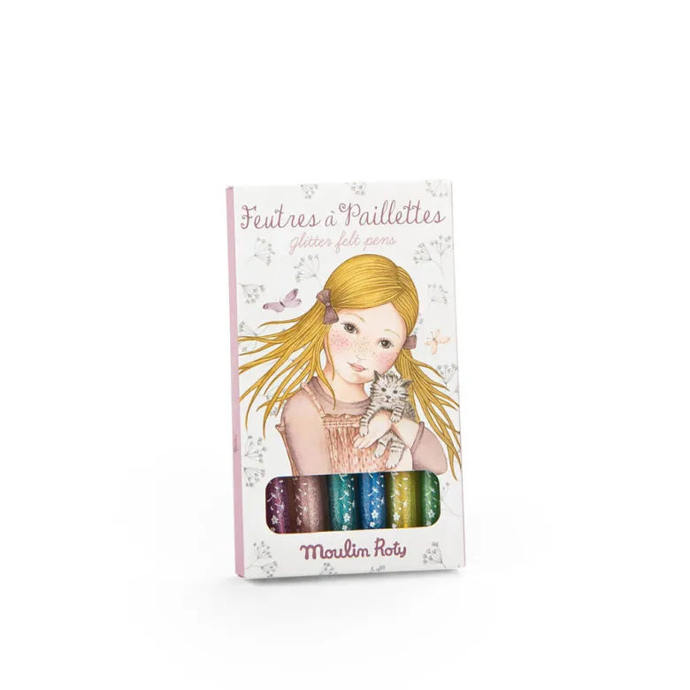 Moulin Roty Glitter Pens Set of 6 - Les Rosalies