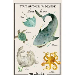 Moulin Roty Poster, Tout autour du monde 50x70 cm - Sous la mer