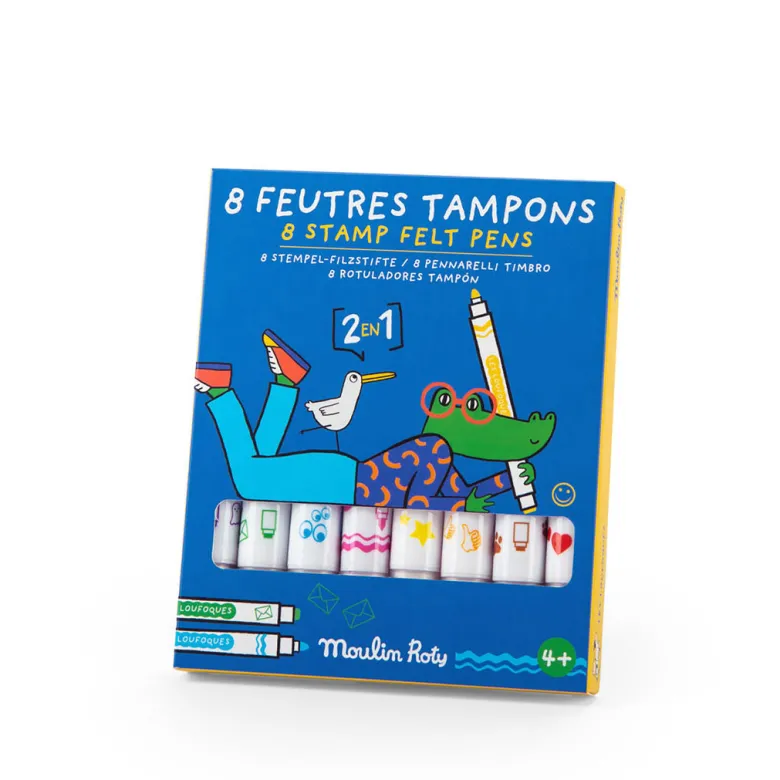 Moulin Roty Set of 8 Stamp Pens, Les Loufoques