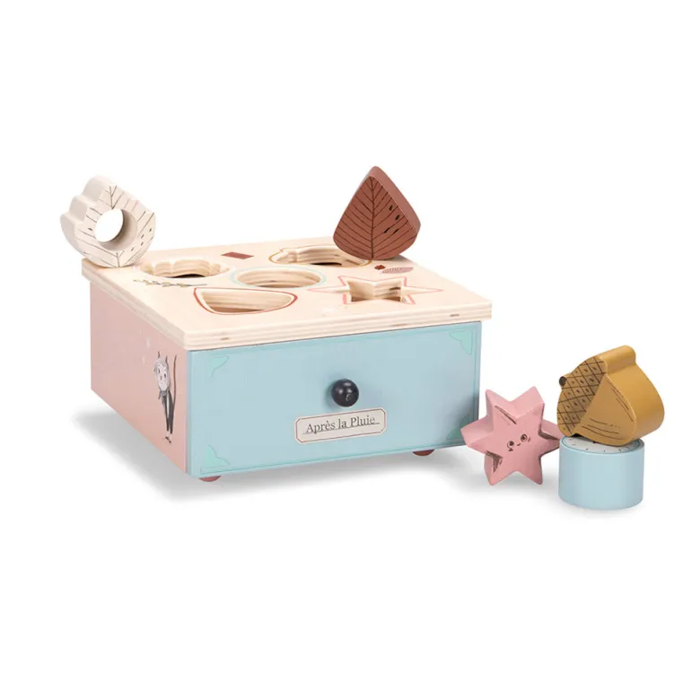 Moulin Roty Shape Sorting Box with Drawer, Après la Pluie