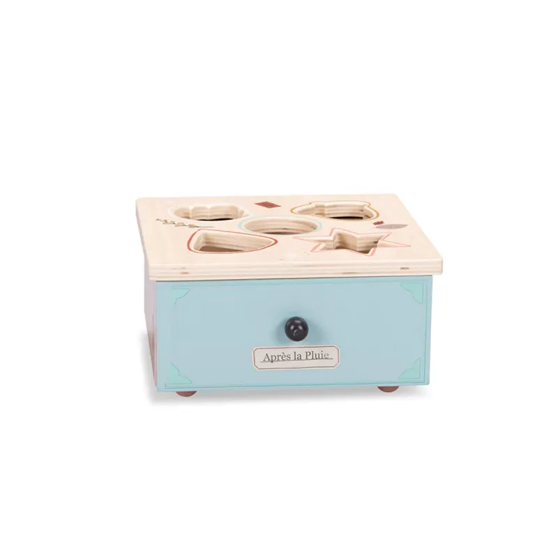 Moulin Roty Shape Sorting Box with Drawer, Après la Pluie