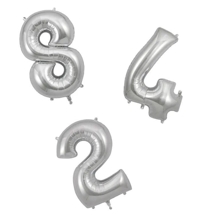 My Little Day, Giant Foil Balloon in Numbers, Silver - 0-9
