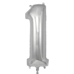My Little Day, Giant Foil Balloon in Numbers, Silver - 0-9