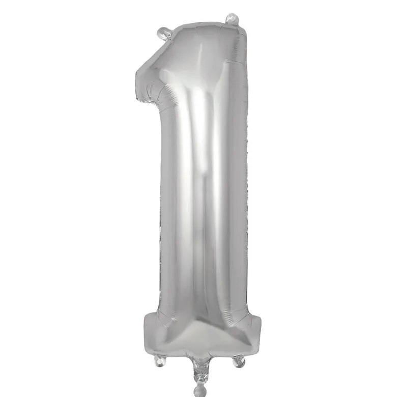 My Little Day, Giant Foil Balloon in Numbers, Silver - 0-9