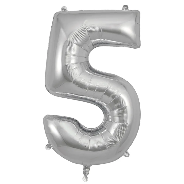 My Little Day, Giant Foil Balloon in Numbers, Silver - 0-9