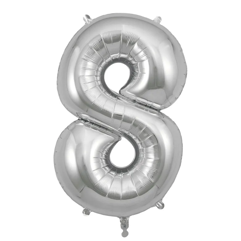 My Little Day, Giant Foil Balloon in Numbers, Silver - 0-9